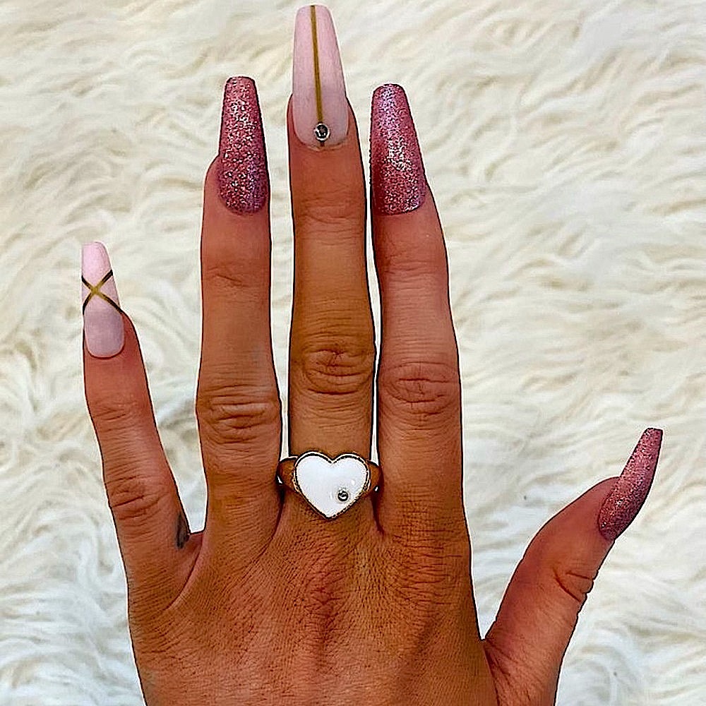 🆕🌿🤍LAUREN KENZIE: WHITE HEART Ring SIZES 6.5  7